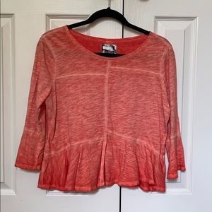 Anthropologie- Coral long sleeve top